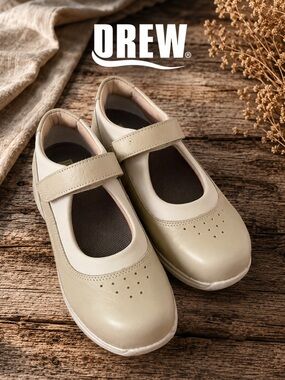 Drew Rose Mary Jane Shoes 8W Bone Soft Pebble Leather Orthopedic Comfort